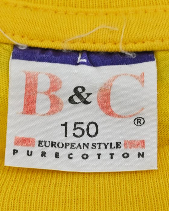 Жёлтая винтажная футболка B&C с принтом — изображение 5
