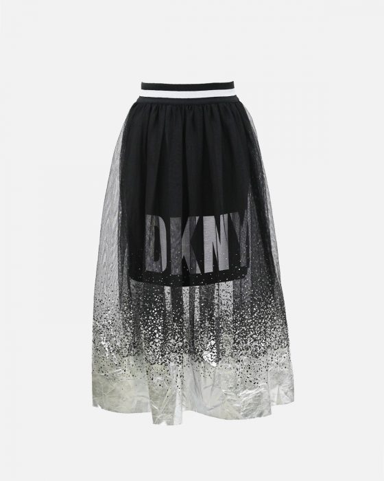 Чёрная юбка миди с логотипом DKNY