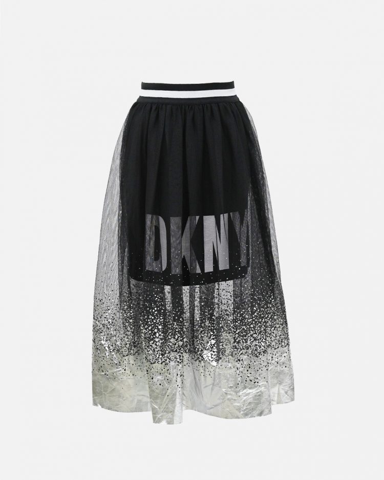 Чёрная юбка миди с логотипом DKNY