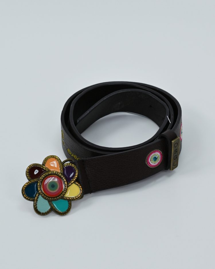 Кожаный ремень Desigual с цветочной пряжкой