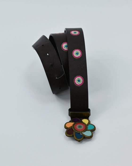 Кожаный ремень Desigual с цветочной пряжкой — изображение 5