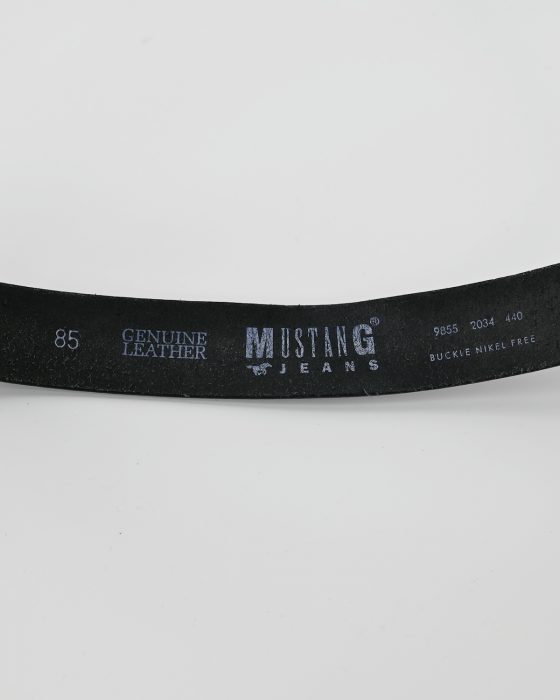 Черный кожаный ремень Mustang Jeans — изображение 6