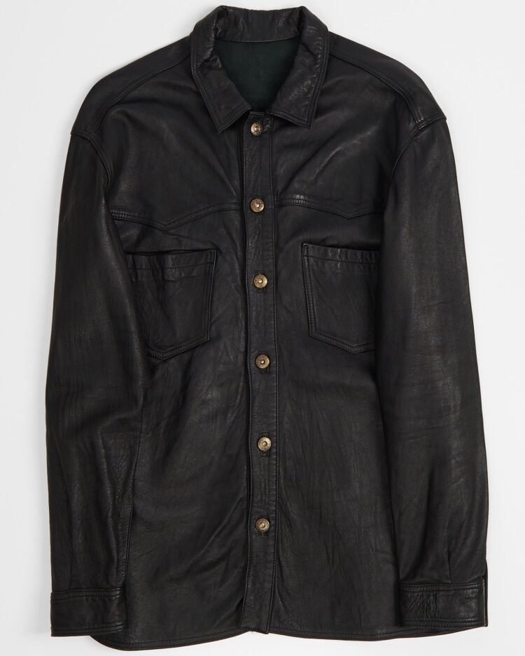 Винтажная рубашка из натуральной кожи