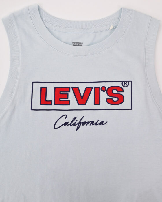 Женская светло-голубая укороченная футболка Levi's California — изображение 4