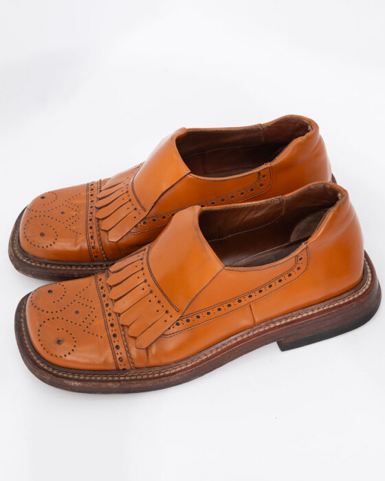 Кожаные лоферы с перфорацией PRADA PRADA — фото 5