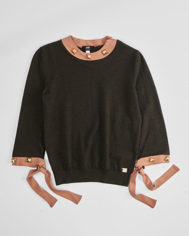 Фактурный джемпер с акцентной отделкой Cavalli Class