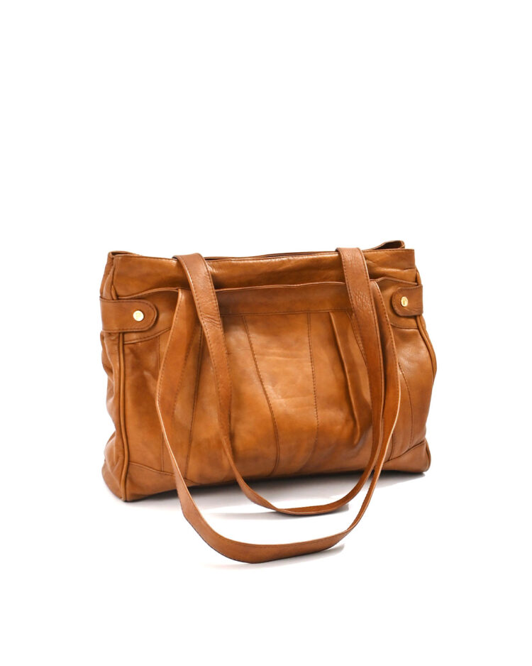 Кожаная сумка в коньячном оттенке