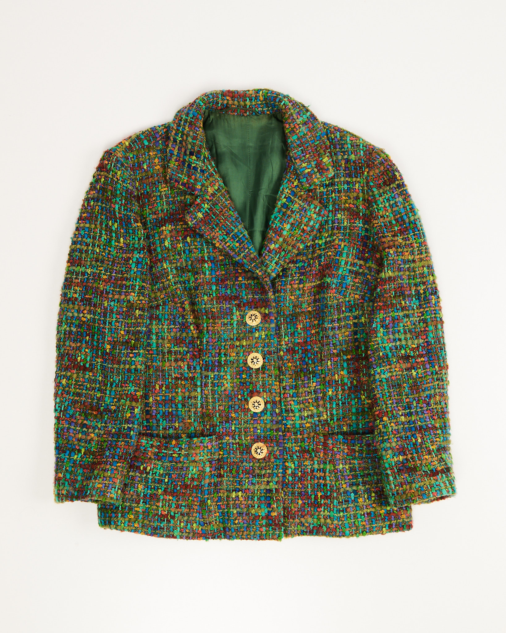 Зеленый жакет из фактурного букле