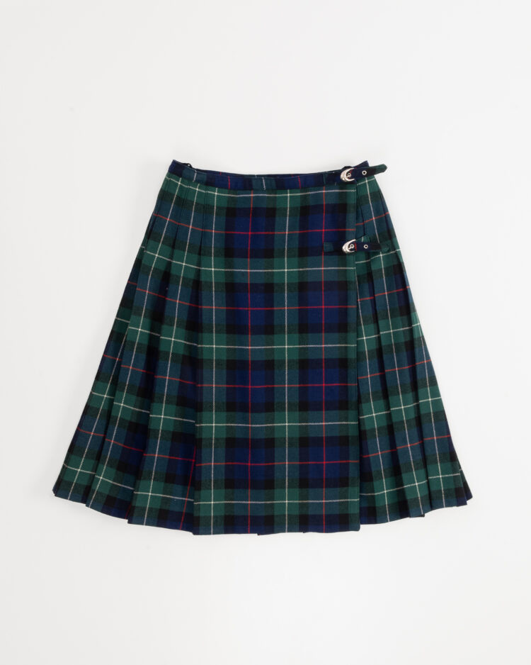Килт из шерстяной ткани в зелено-синем тартане