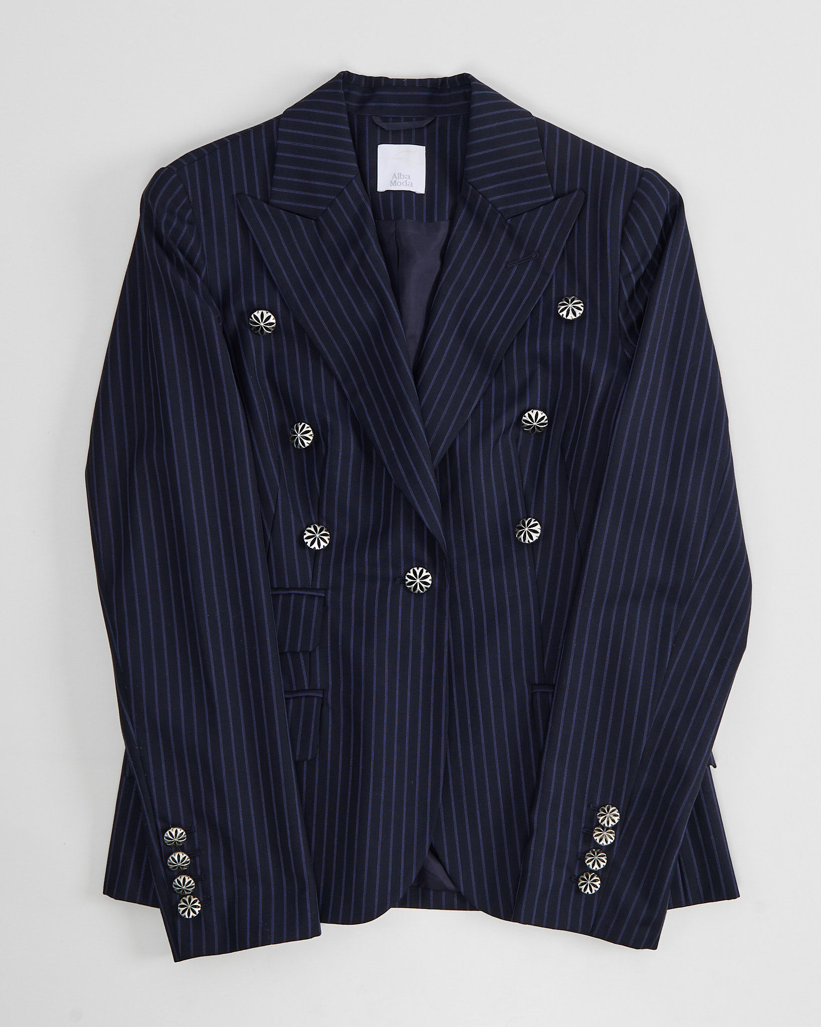 Двубортный жакет в тонкую полоску Alba Moda