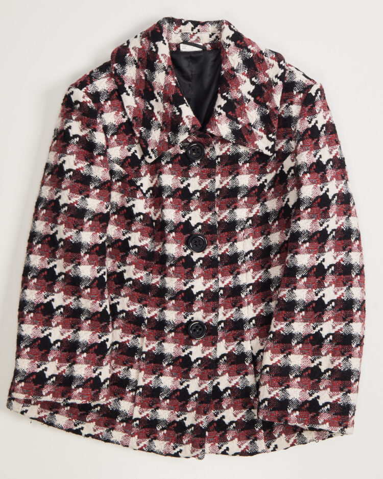 Укороченное пальто с рисунком пье де пуль