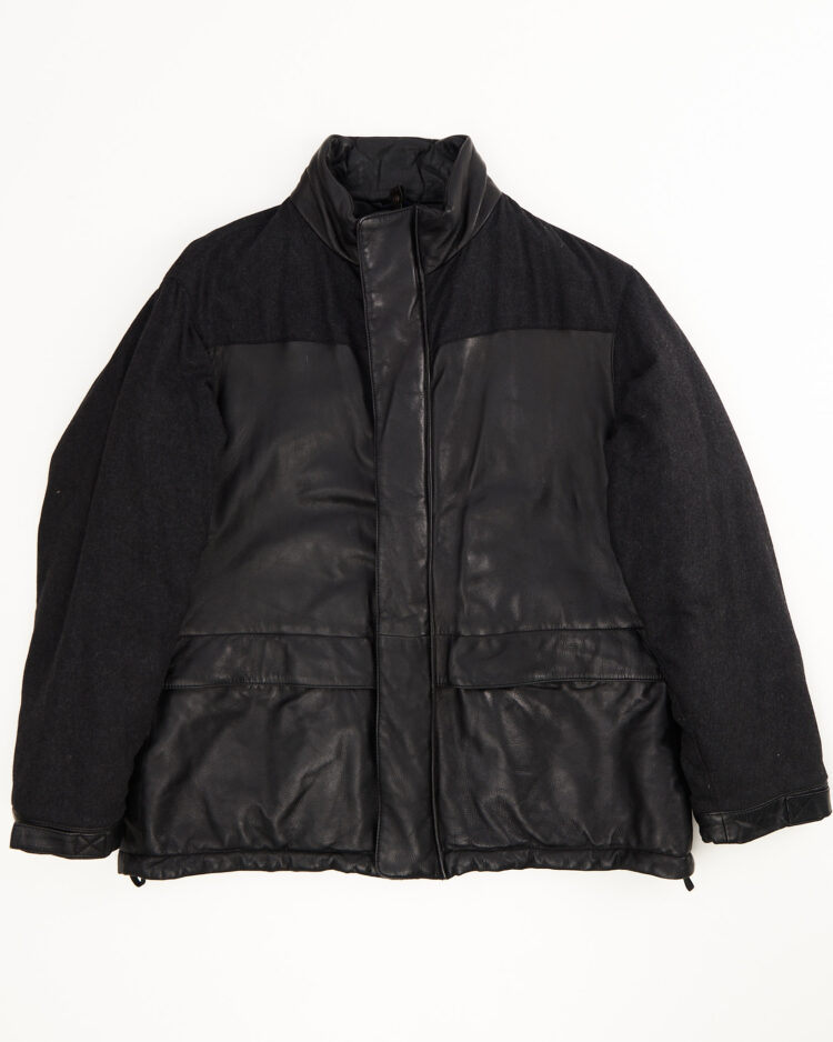 Куртка-бомбер из кожи и шерсти