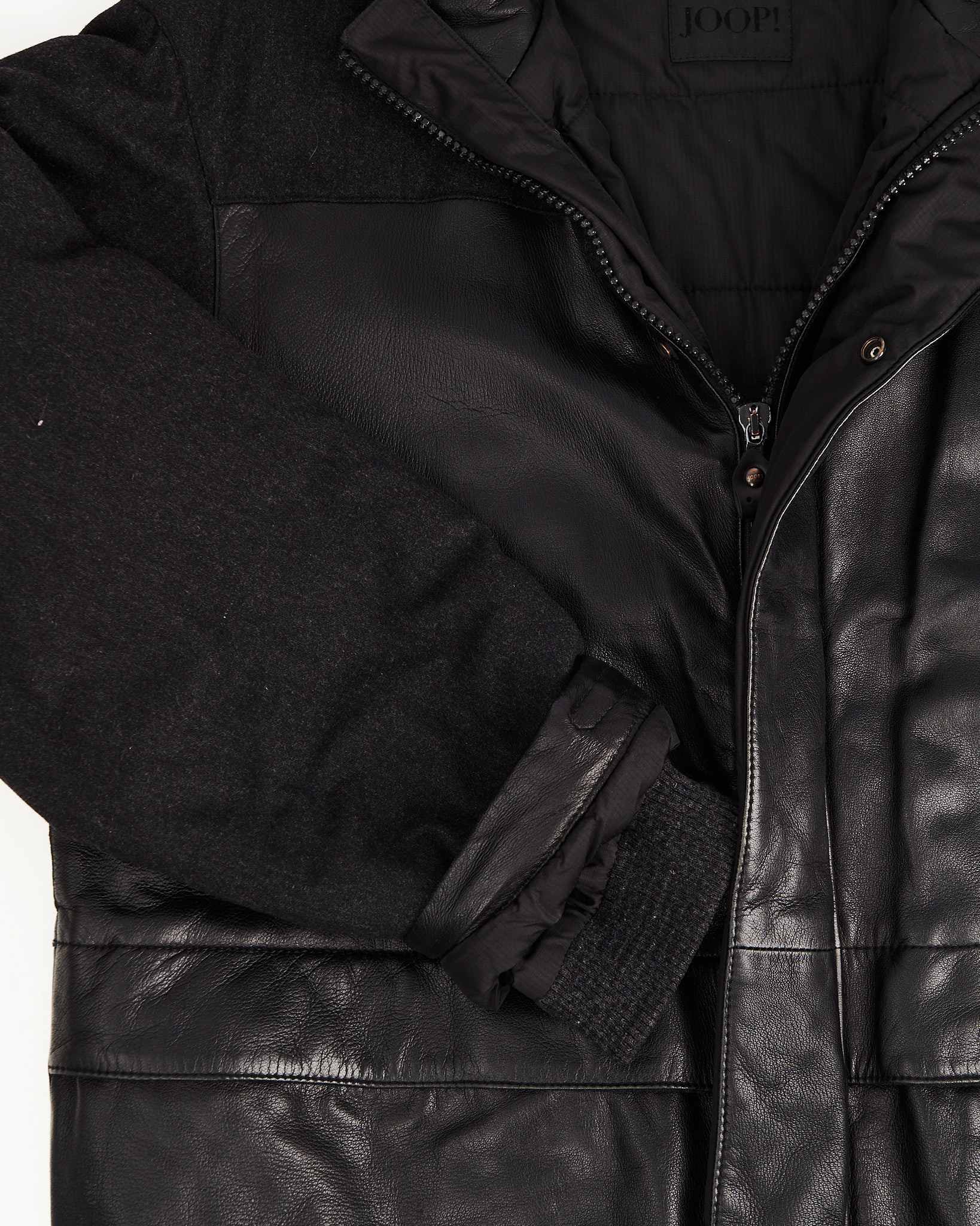 Куртка-бомбер из кожи и шерсти — изображение 5