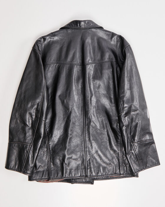 Кожаная двубортная куртка-пиджак — фото 2