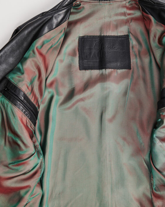 Кожаная двубортная куртка-пиджак — фото 5