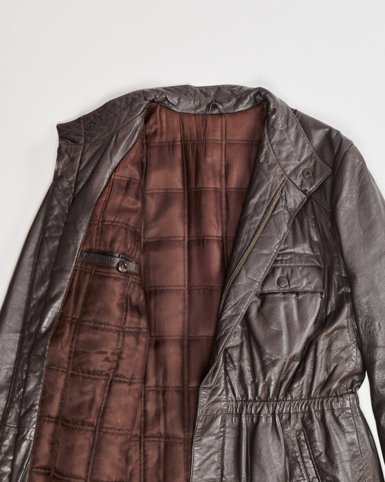 Кожаная парка с утяжкой по талии — фото 4