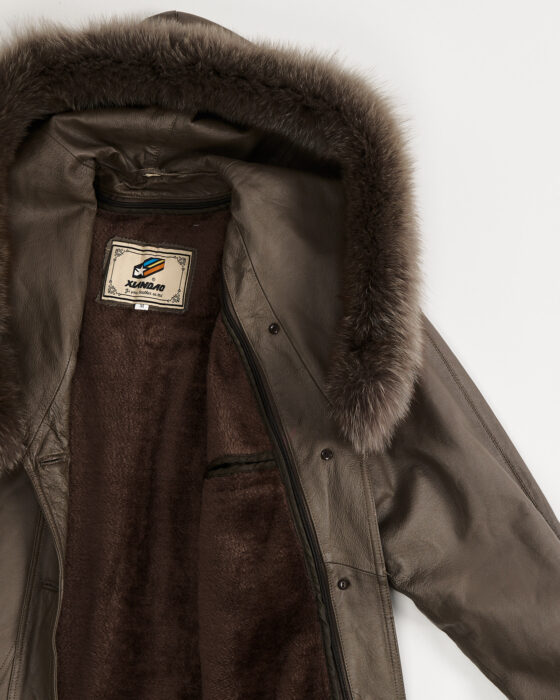 Пальто из кожи с меховой отделкой Xundao — фото 5