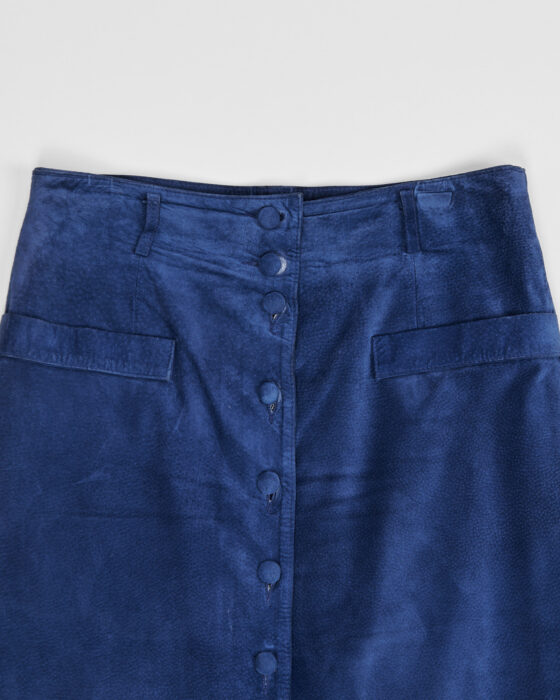 Винтажная замшевая юбка цвета индиго — фото 3