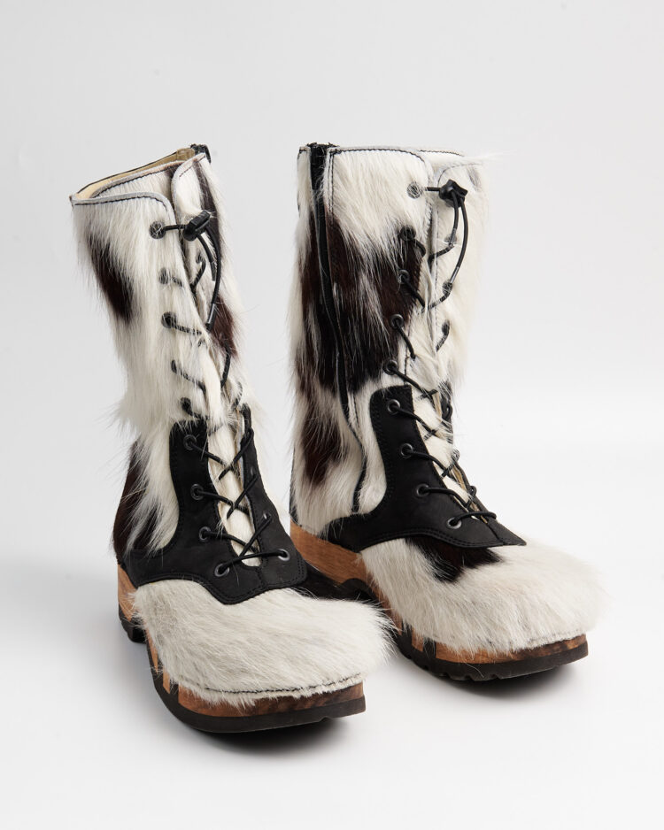 Винтажные клоги Devich с натуральным мехом