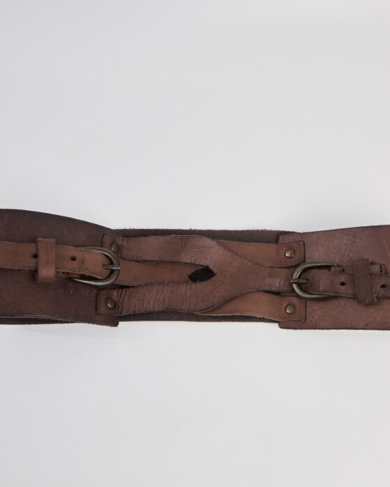 Винтажный пояс из кожи с двойной пряжкой — фото 3