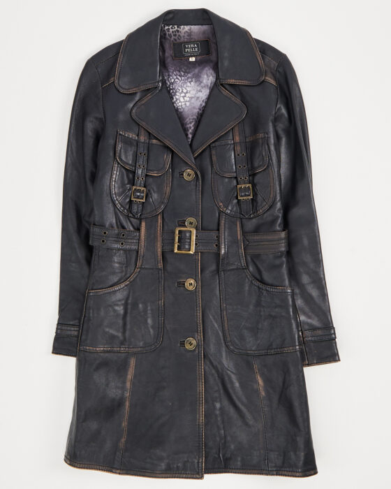 Винтажный кожаный тренч made in Italy Vera Pelle