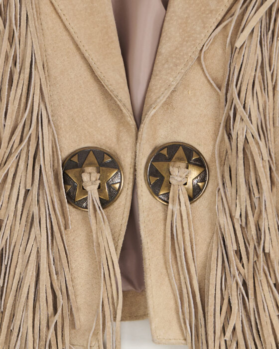 Винтажная замшевая куртка с бахромой — фото 4