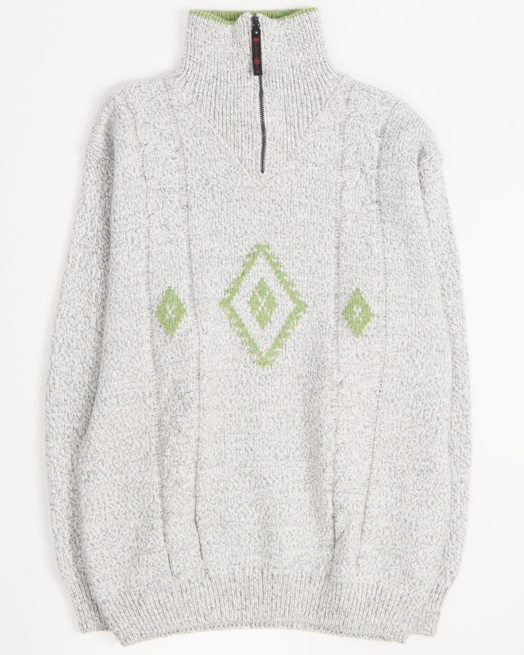 Винтажный  свитер с воротником на молнии