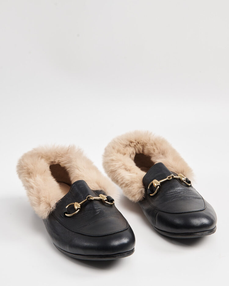 Лоферы Gucci с меховой отделкой