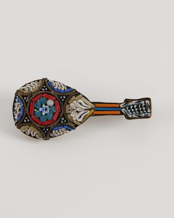 Винтажная брошь «Мандолина» с мозаикой