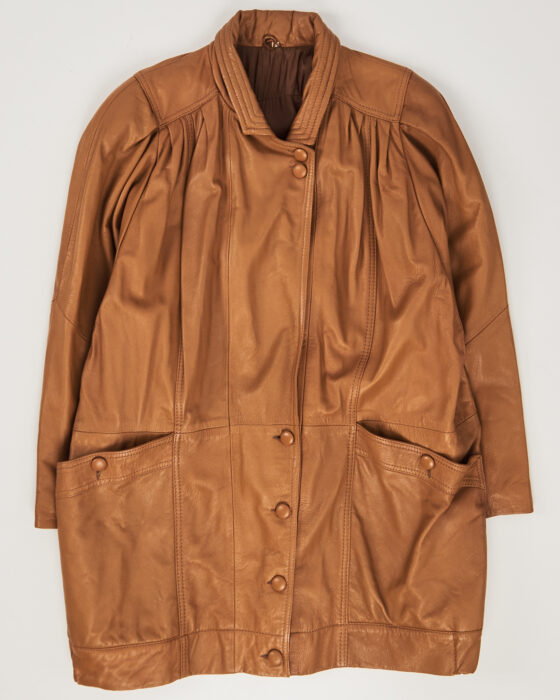 Удлиненная кожаная куртка