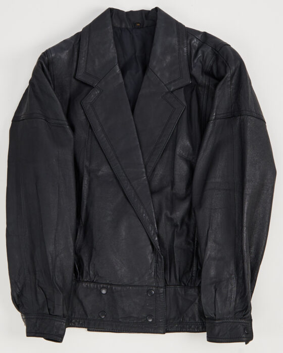 Винтажная кожаная куртка-бомбер