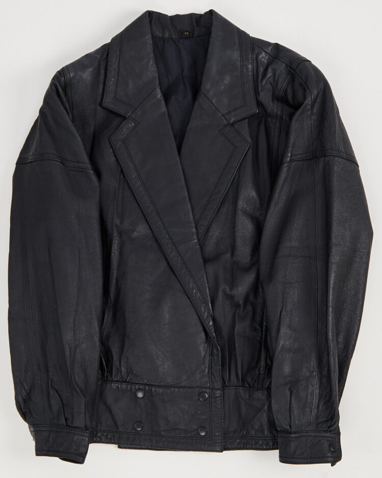 Винтажная кожаная куртка-бомбер