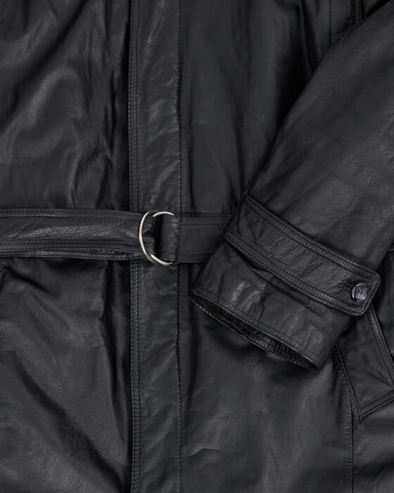 Кожаный плащ с поясом — фото 3