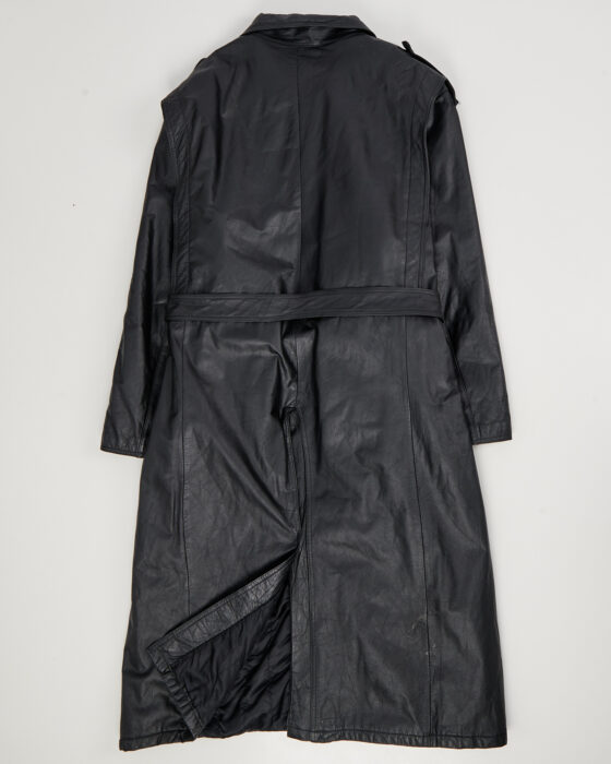 Кожаный плащ с поясом — фото 4