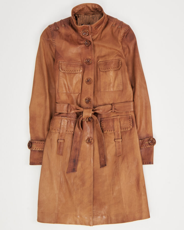 Винтажный кожаный плащ Tanavar