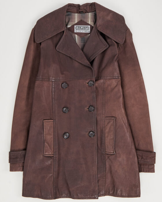 Кожаный двубортный плащ Einjoy Einjoy