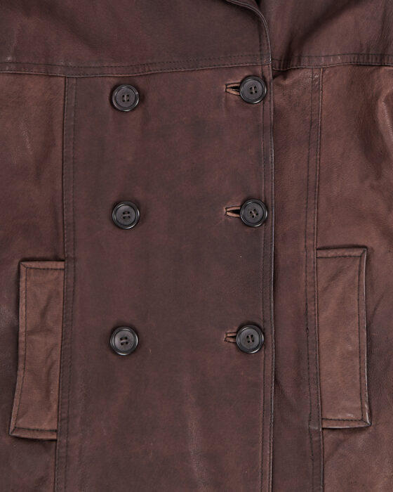 Кожаный двубортный плащ Einjoy Einjoy — фото 4