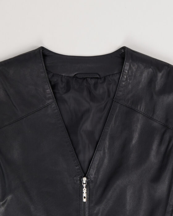 Винтажный кожаный жилет на молнии — фото 3